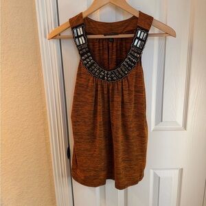 Bwear Burnt Orange Tank Top with Statement Neckline